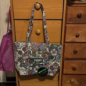 Vera Bradley Quilted Floral Tote - Gray and Pink Star Wars edition